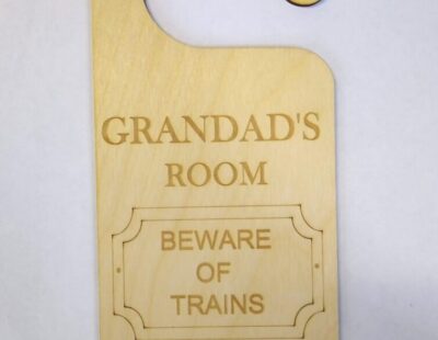 Door hanger Grandads room beware of trains